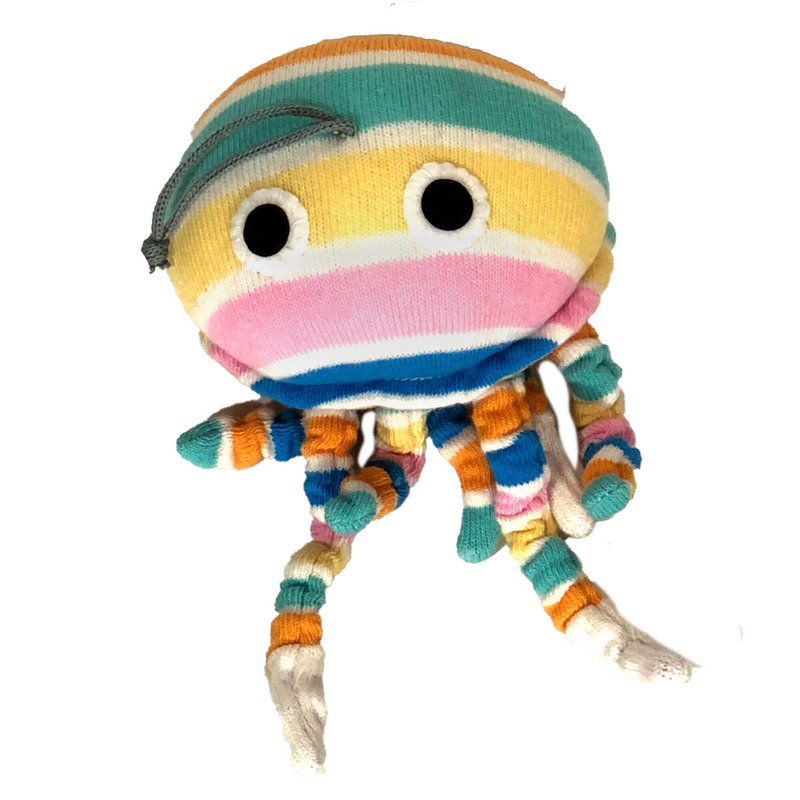 Baby rammelaar sok kwallen strepen wit / pastel kleuren