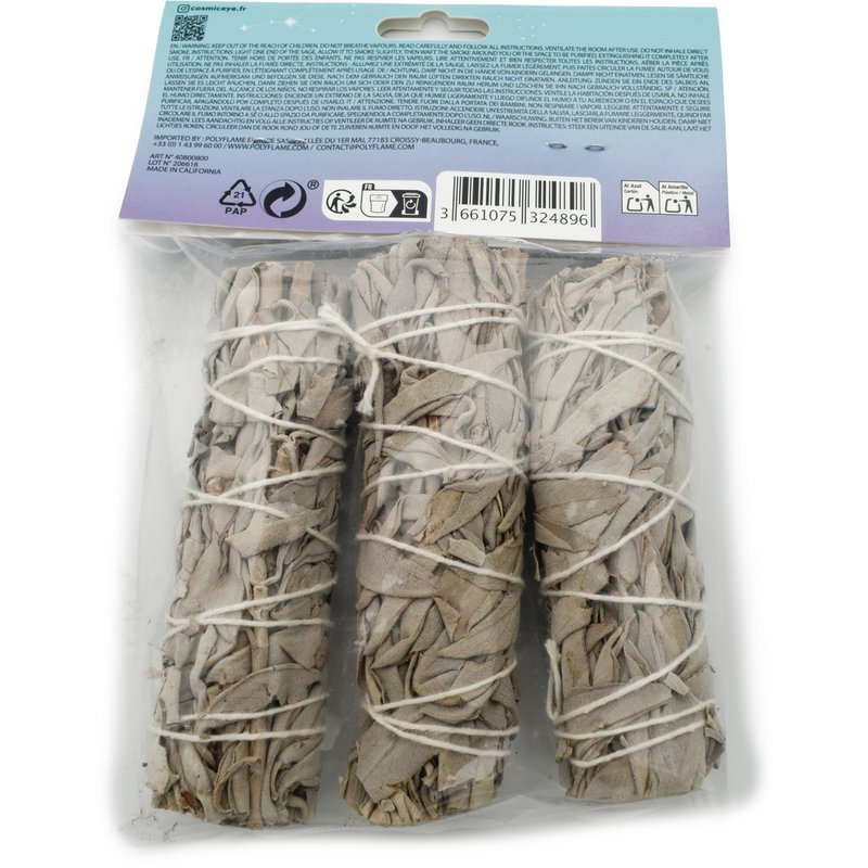 Juego de 3 palitos de salvia blanca - Hecho en California