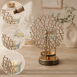 Inspiration Series Perfume Burner – Coral – Scented Waxes Heater – Interior Perfume Diffuser – Metal Pattern Candle Holder – Original and Decorative