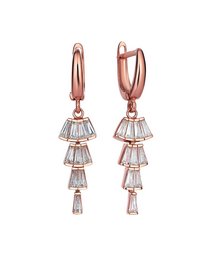 Rose gold-tone drop earrings with tiered crystal accents