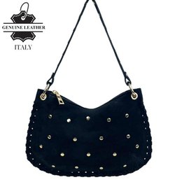 Borsa a Mano Semitonda in Crosta di Pelle con Borchie 58030