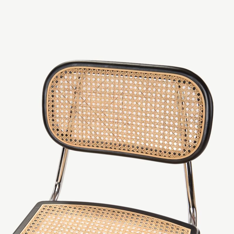 Chaise en porte-à-faux de Noor Rattan, noir et chrome