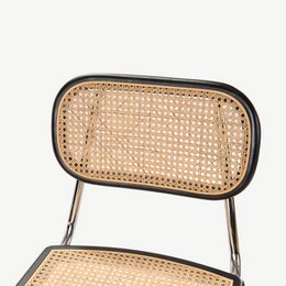 Sedia a sballo di noor rattan, nero e cromo