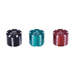 CHAMP HIGH - Broyeur à tabac & Herbes aromatiques - Moulin à épices - 3 Parties et Dents de Requin - Design moderne - Diamètre 42 mm - Avec grattoir - Zinc - Jeton de poker