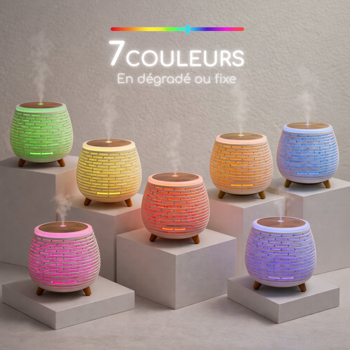 USB ultrasone diffuser – Lina – veelkleurige ledverlichting – modern en discreet – decoratie cadeau-idee