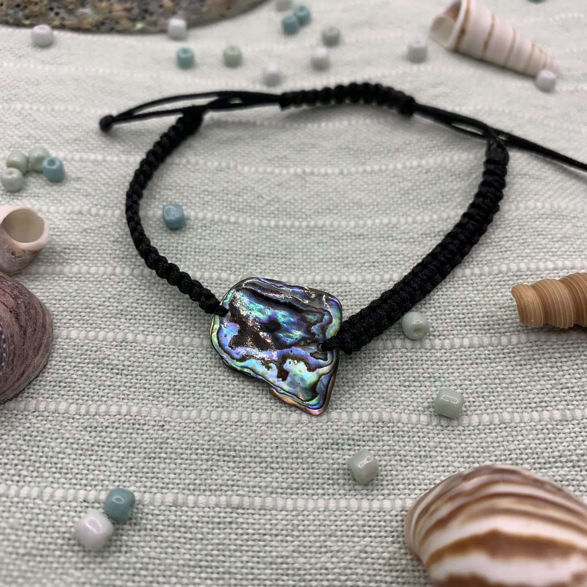 Shell bracelet | Handmade abalone beach vibe Mother of pearl macrame