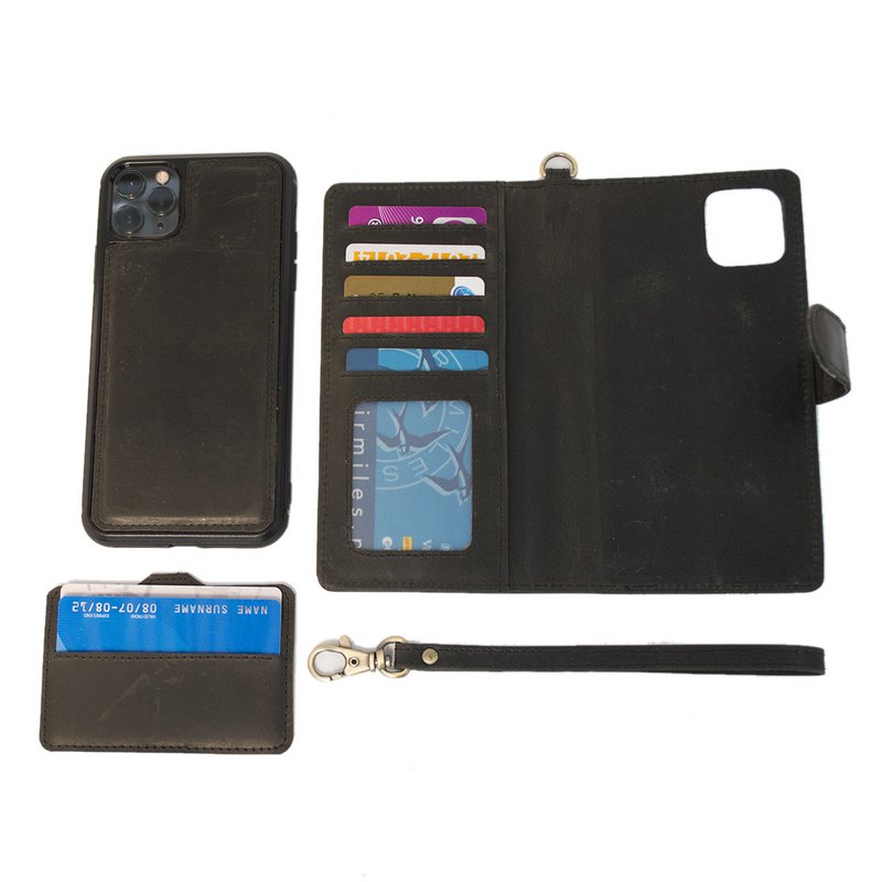 iPhone SE Bookcase Hoesje Zwart Leer – Leren Hoesje iPhone SE Zwart – iPhone SE Hoesje Buffelleer