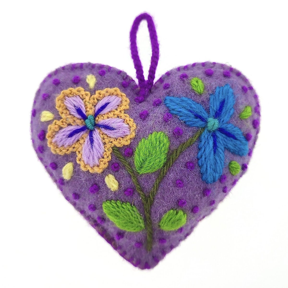 Adorno de corazón, multicolor, 100% lana de oveja