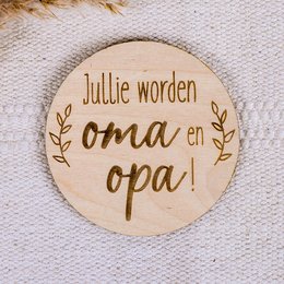 Plaque en bois avec texte - Tu vas être grand-mère et grand-père