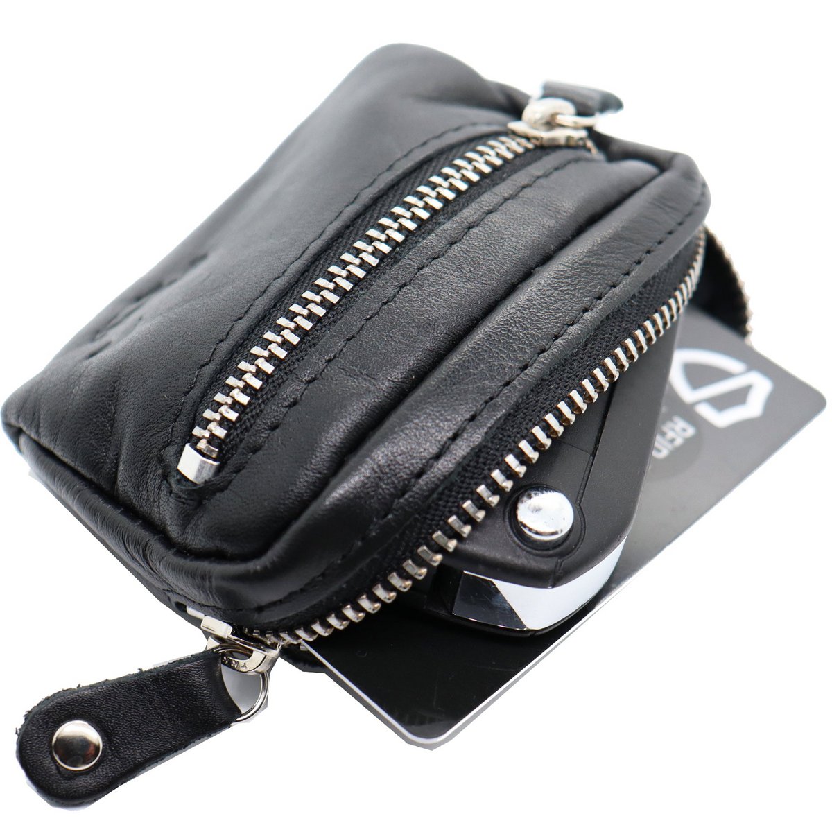 Leather Key Case - Iron Zipper - Key Bag Long