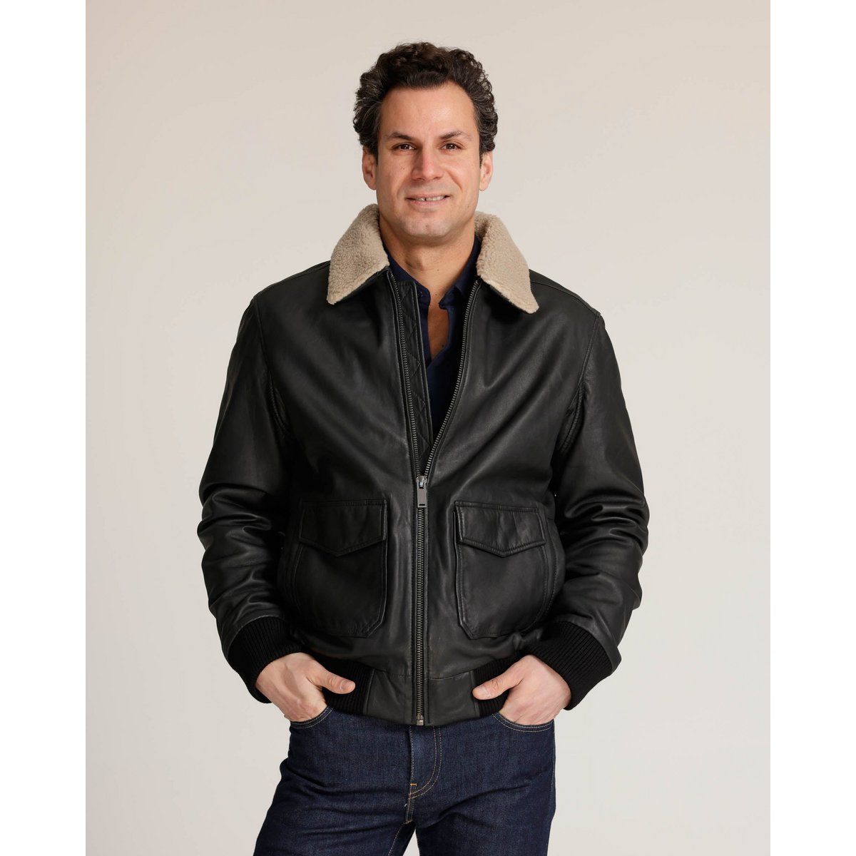 Jackson │ Shearling Leder Bomberjacke