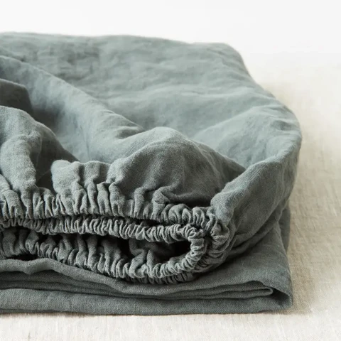 Forest Green Linen Fitted Sheet
