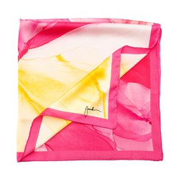 Pink Silk Scarf Square with Fluid Art Print