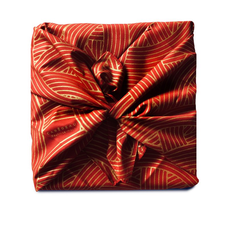 Carédeau 100 % bomuld French Design genanvendeligt gavepapir størrelse M (55x55cm): Strik
