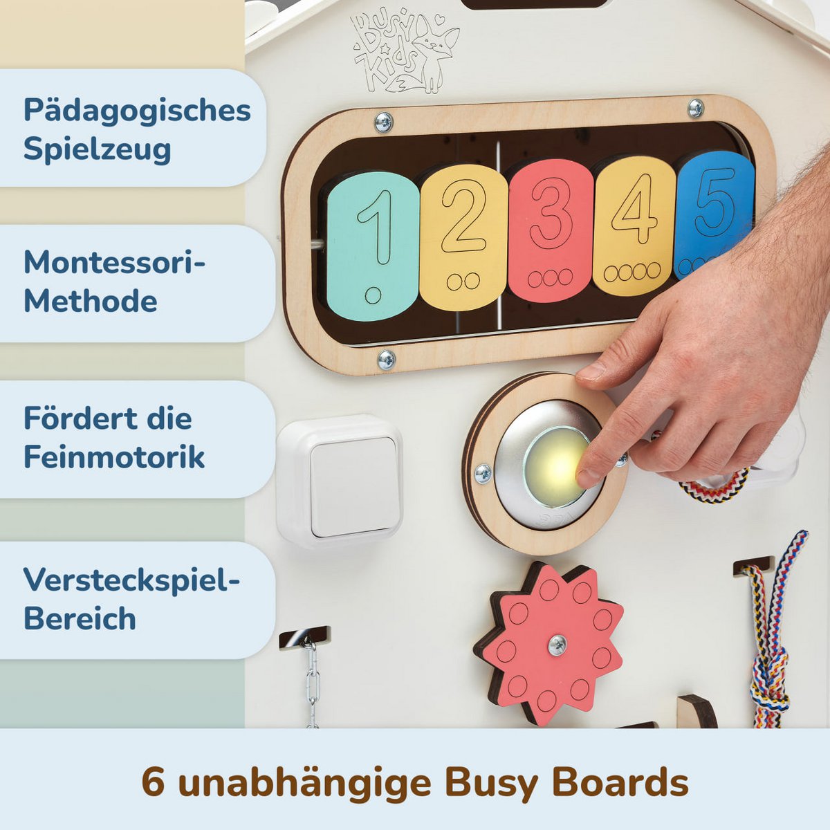 Set - BusyBoard huisje wit en creatieve kubus