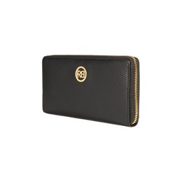 RB1081GA | Cartera de mujer con cierre de cremallera Made in Italy en auténtica piel flor dólar. Color negro. Dimensiones: 20x10x2,5cm