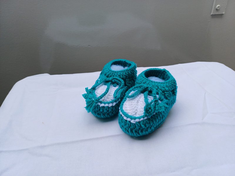 Handgehaakte Babyslofjes Classic - Groen- Uniek, Zacht & Hoge Kwaliteit