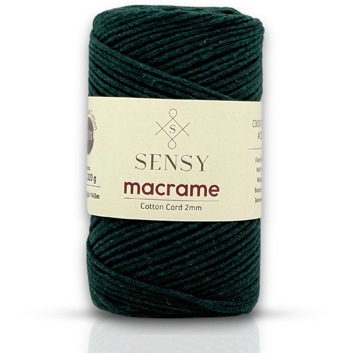 Sensy Premium 2 mm - 160 yards 100 % genanvendt bomuldsmacrame-ledning