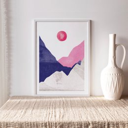 Stampa artistica "Monti rosa blu" | astratto | misure differenti