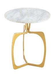 Tavolino in metallo rotondo ø 45 x 56 cm tavolo decorativo in marmo Sohoo con cornice argento o oro