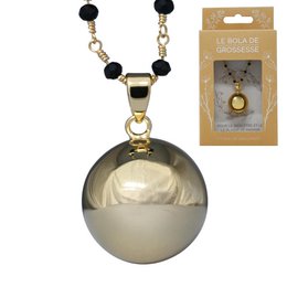 CHARLOTTE (Catena in oro con perline di cristallo nero) - Bole lisce e catena reversibile