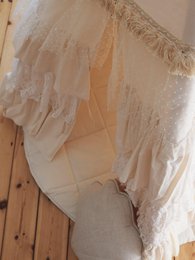 Set „Shabby Chic“ Tipi mit Rüschen und Blättermatte „Weiß“.