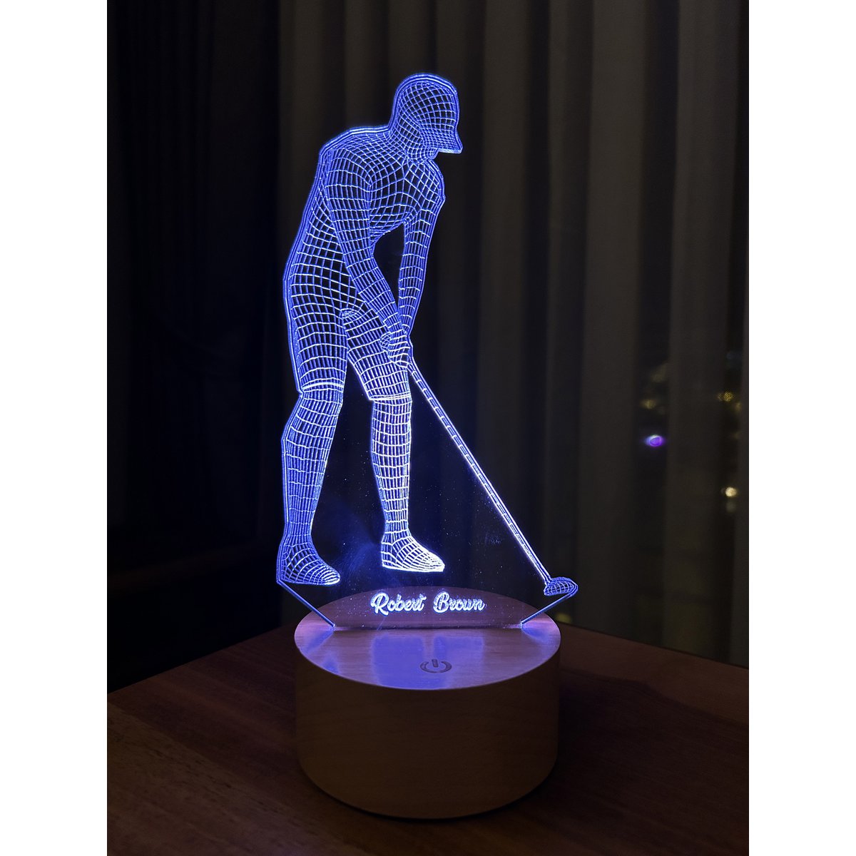 Lampa LED dla golfistów 3D | Drewniana bateria i kabel USB