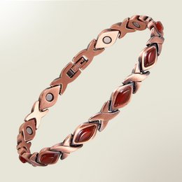  Luxury Health Bracelet Magnetic Copper - Stone Red Agate - 0.7 cm. This bracelet features a copper magnetic design with red agate stones, creating a stylish and health-conscious accessory.