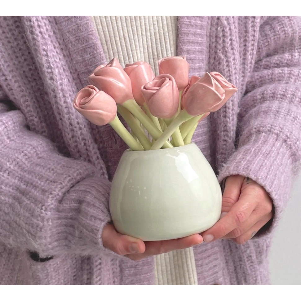 Keramikrose – handgefertigter dekorativer Blumenstiel