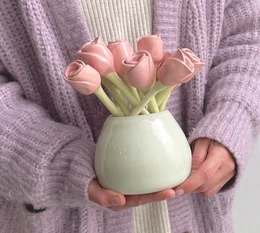 Rose en céramique – Tige de fleur décorative faite à la main