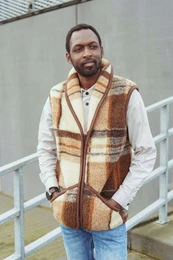 Wool body warmer - Multicolored with zipper