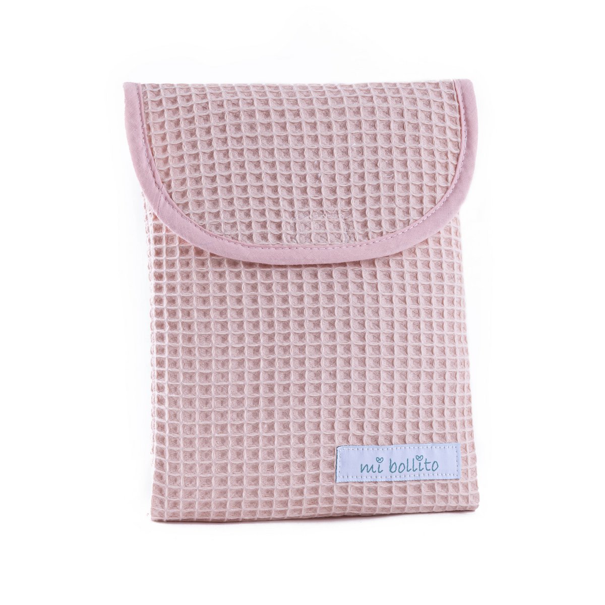 Diaper and baby wipes organizer bag, 100% cotton embossed fabric, quick velcro closure, practical and elegant.