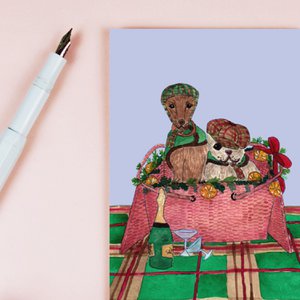 Postcard dog picnic