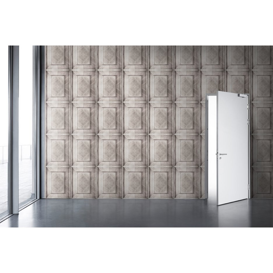 Bleached Dutch Inlay Panelling Wallpaper