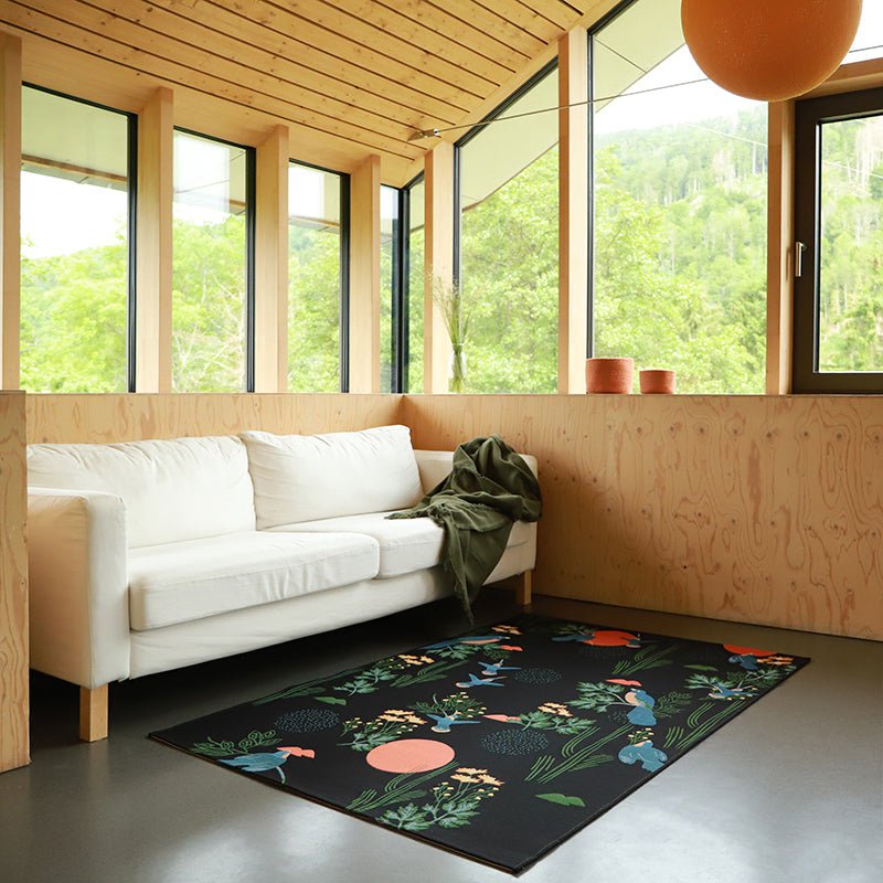 Tapis design oiseaux udendørs blomster s