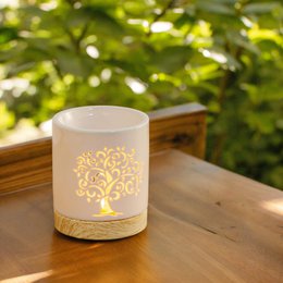 Quemador de perfumes serie Céramy – Árbol de la vida – Portavelas de cerámica lacada – Difusión de ceras aromáticas, aceites esenciales – Idea decorativa de regalo