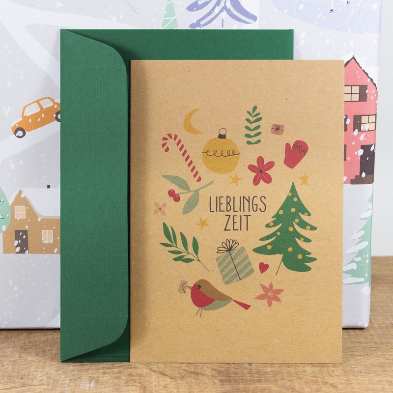 Postcard favorite time, optionally with envelope