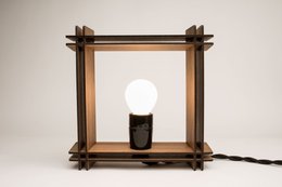 Hashtag LAMP No. 1 vierkante walnoot – Minimalistische dimbare tafellamp – Kerstcadeau