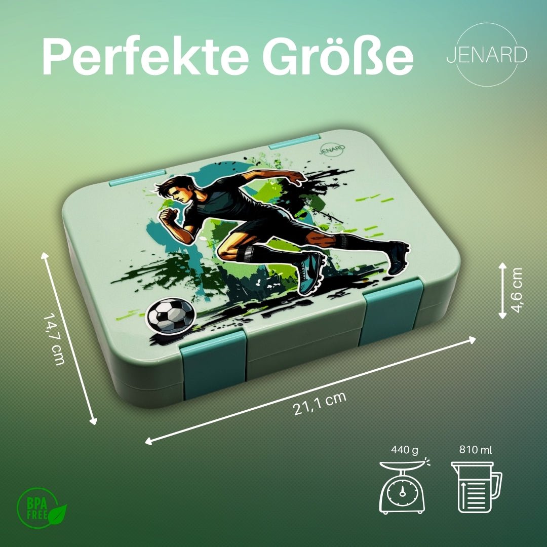 Kinderlunchbox met vakken - voetballer mint | JENARD®