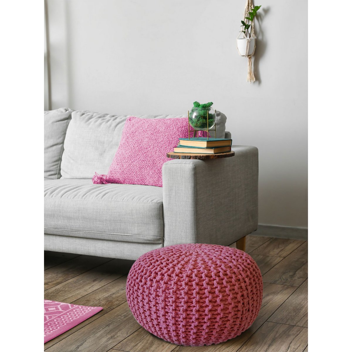 Pouf Ø 55 h 37 h 37 tabouret de tricot siège de planche de sol de pouf durable