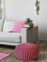 Pouf Ø 55 H 37 H 37 Strickhocker Sitzpouf Bodenkissen nachhaltig