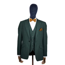 Orange Ember Knitted Bow Tie and Knitted Pocket Square Set