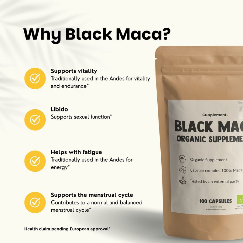 Sorte Maca Kapsler 500mg Økologisk - 100 Kapsler