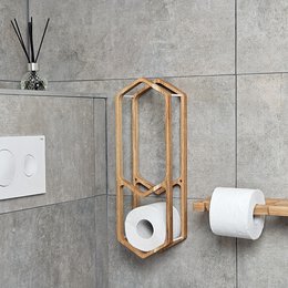 Porta della carta igienica rustica, mensola in legno montato a parete per la conservazione del bagno e arredamento