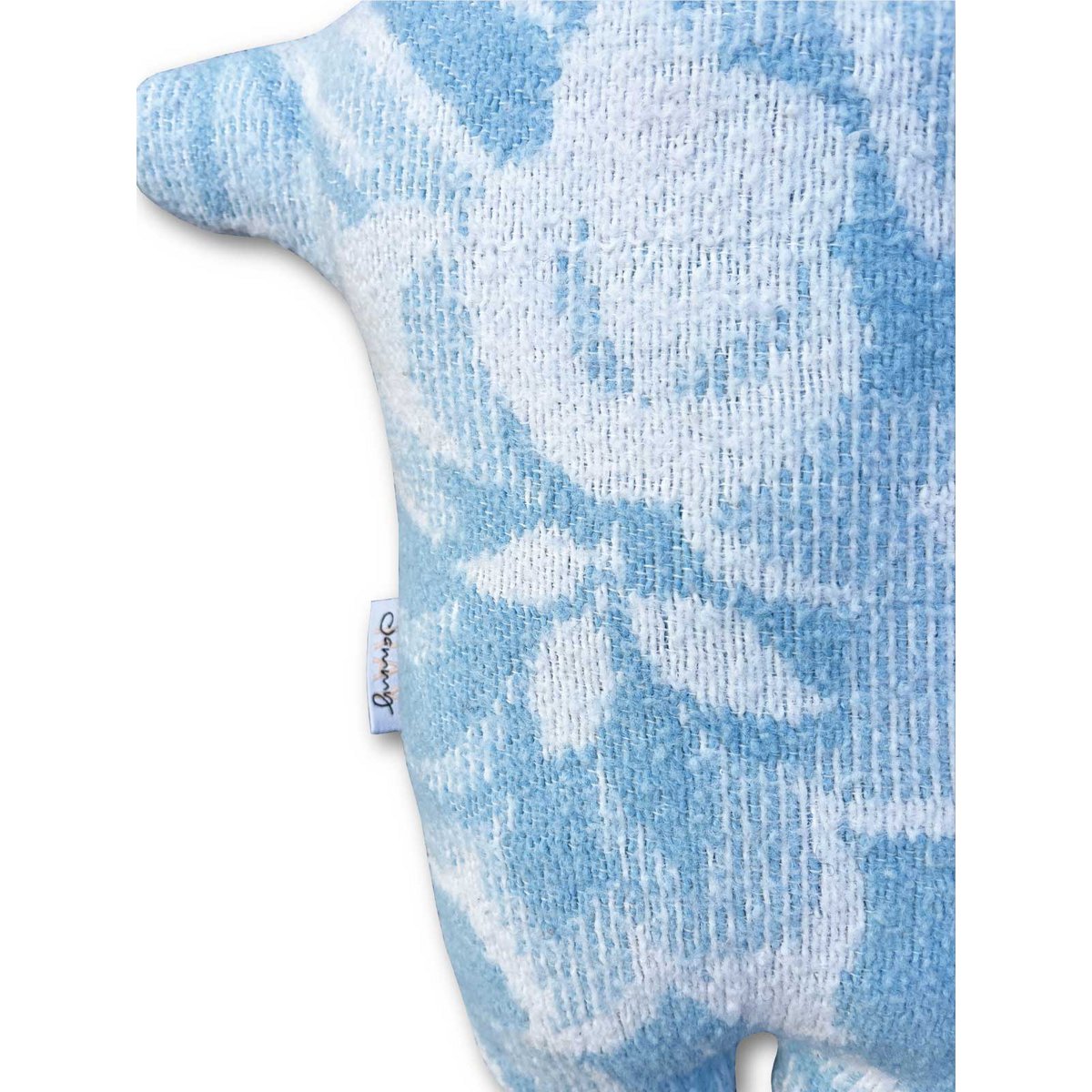 Nilpferd-Kuscheltier - Vintage-Wolldecke - Blaue Blumen