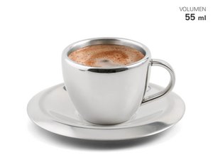 Roestvrijstalen espressokop met schotel