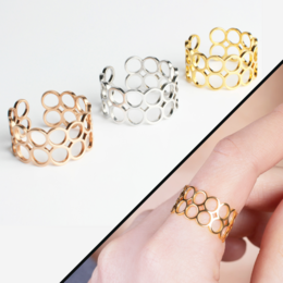 Anillo abierto de acero inoxidable en oro, oro rosa y plata • ajustable en tamaño / hipoalergénico / resistente al agua