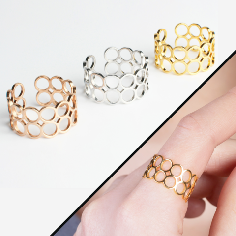 Offener Edelstahlring in gold, rosegold & silber • größenverstellbar / hypoallergen / wasserfest
