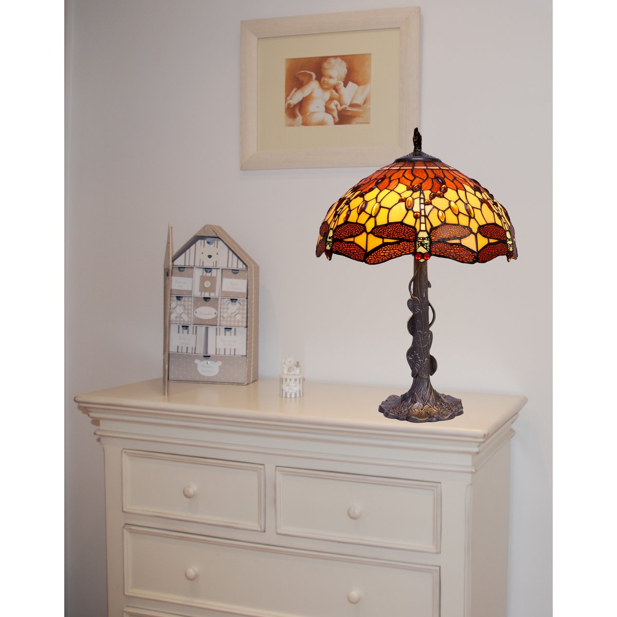 Large table lamp Tiffany rubber base diameter 40 cm Belle Amber series LG232320