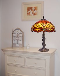 Duża lampa stołowa Tiffany gumowa podstawa średnica 40 cm Belle Amber seria LG232320
